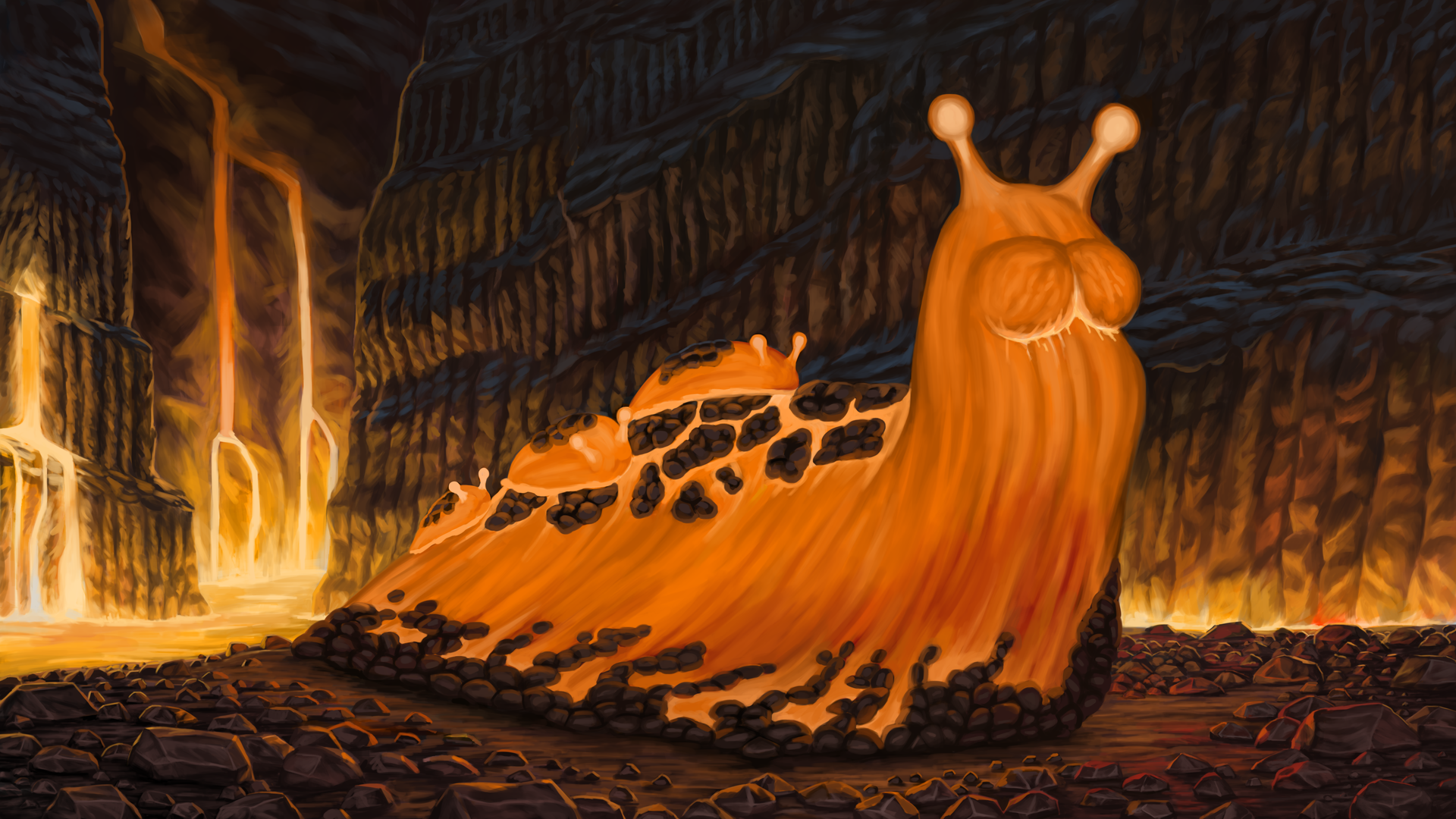 Ilustracja krainy Ognisty Ślimak z uniwersum Allrealm