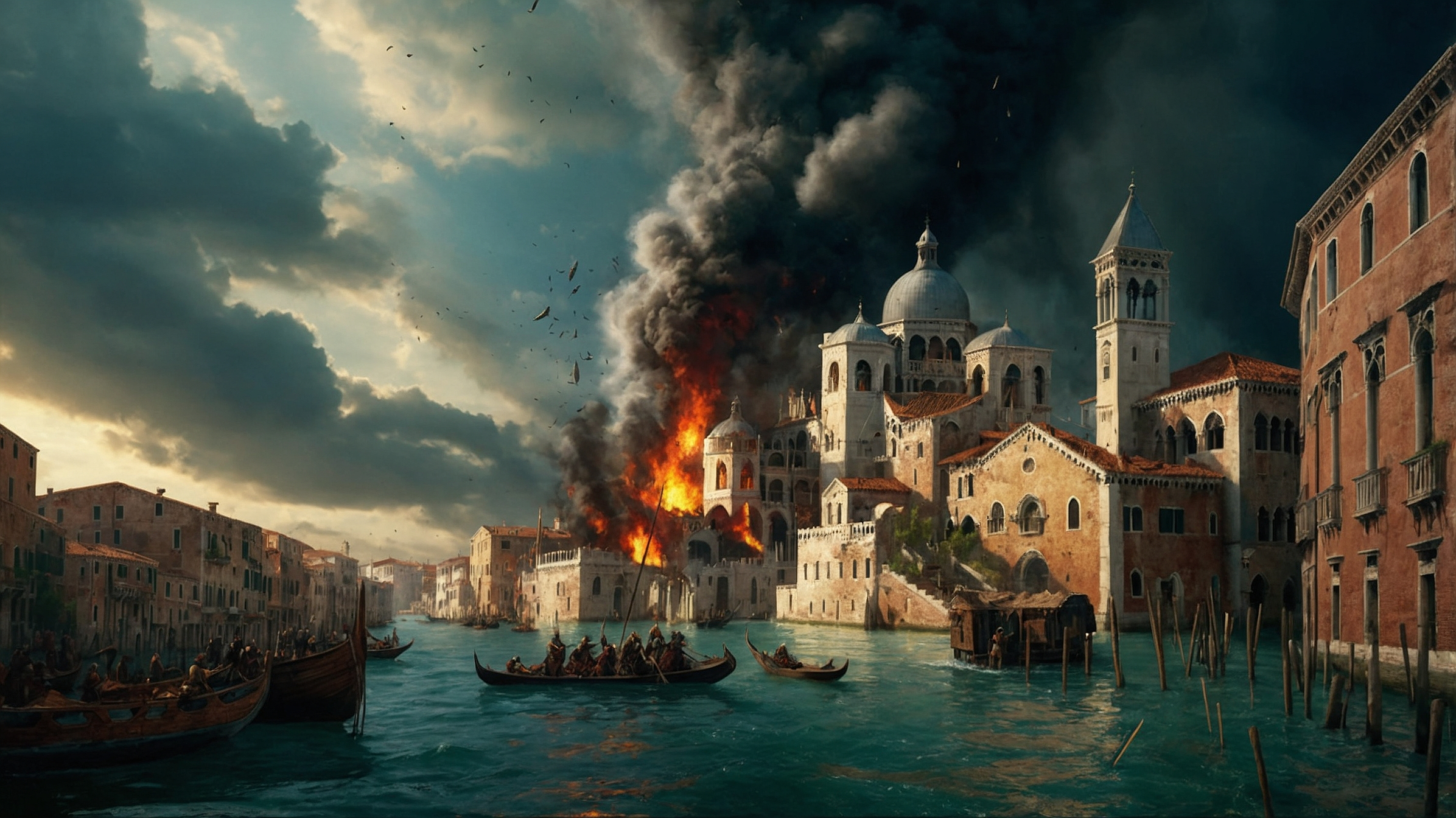 Ilustracja krainy Wojna Płonących Wież z uniwersum Allrealm